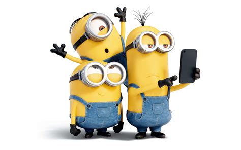 Download Description- Three Minions from the popular Despicable Me franchise standing side by ...