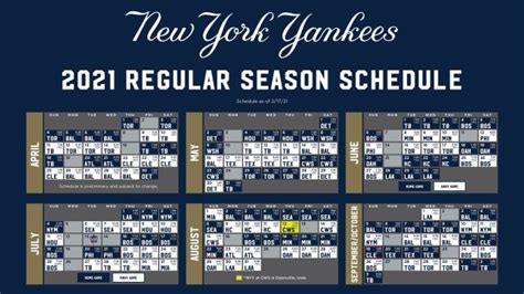 Yankees Printable Schedule | New York Yankees