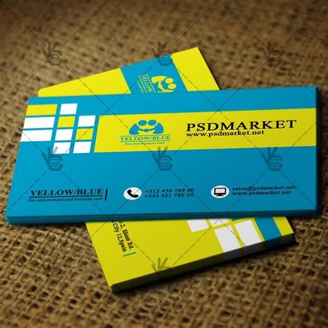 Yellow&Blue Business Card - Free PSD Template
