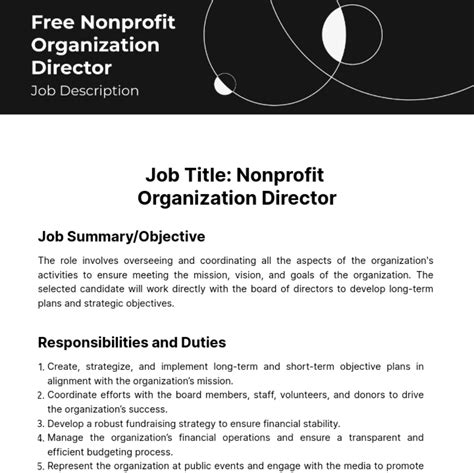 Nonprofit Organization Director Job Description Template - Edit Online & Download Example ...