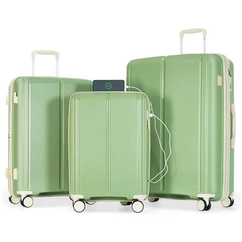 3 Piece Luggage Set with USB Port, Carry on Luggage Airline Approved ...