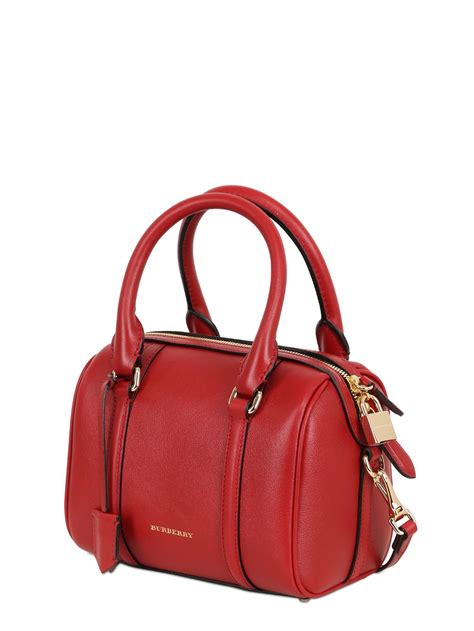 Lyst - Burberry Small Alchstrarm Leather Top Handle Bag in Red