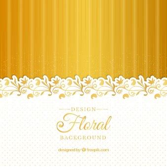 Fundo dourado com design floral | Vetor Premium