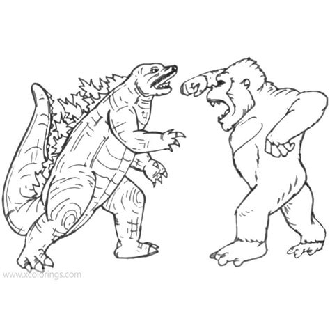 Godzilla Vs Kong Coloring Pages Monsters. | Monster coloring pages, Cartoon coloring pages ...