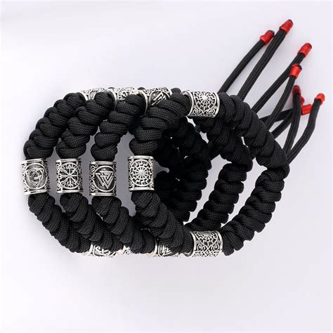 Aliexpress.com : Buy Viking Runes Beads Paracord Bracelet Black Rope Braided Bracelets Bangles ...