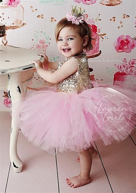 1st Birthday Princess Dress | Gold Sequin with Pink Tulle | Birthday girl dress, 1st birthday ...