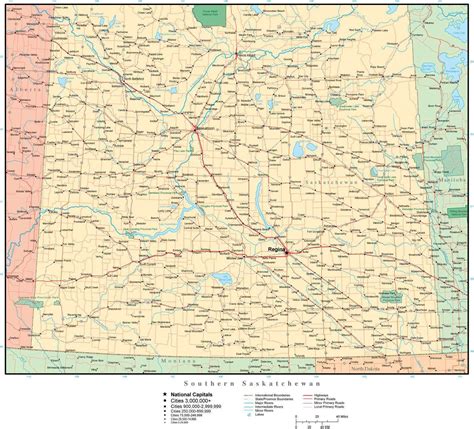 Southern Saskatchewan map in Adobe Illustrator vector format