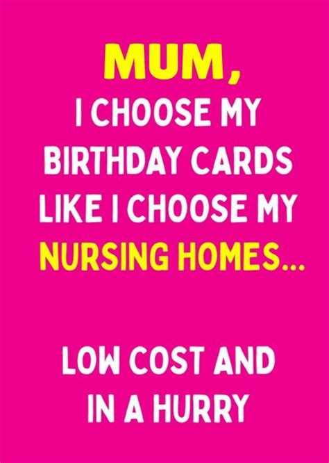 Funny Typographic Mum Nursing Home Birthday Card | Moonpig