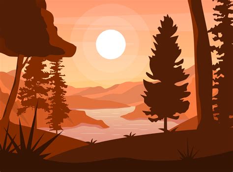 River Morning Sunrise Afternoon Sunset Forest Landscape by jongcreative on Dribbble