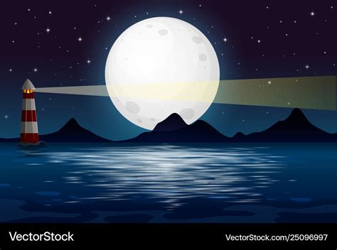 An ocean view at night Royalty Free Vector Image