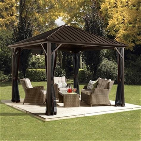 Sojag Dakota Hardtop Gazebo with Netting - 12-ft x10-ft - Brown 500 ...