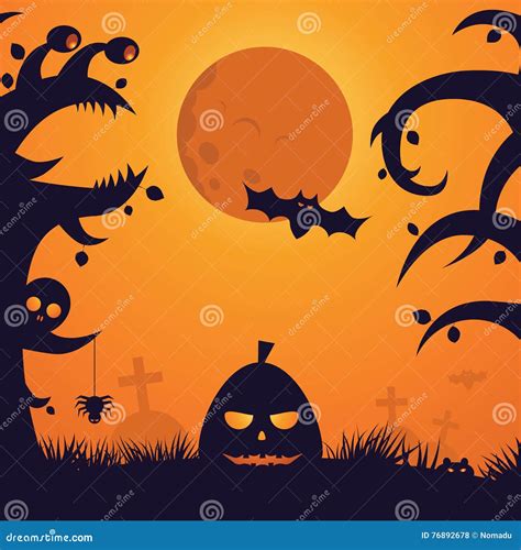 Halloween Night Celebration Stock Vector - Illustration of leaf, fearsome: 76892678