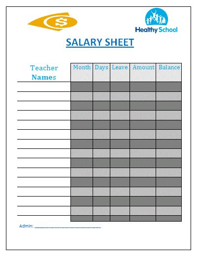 Salary Sheet Template | Free Sheet Templates