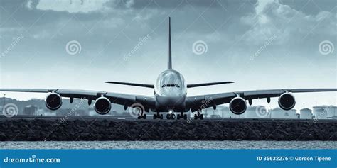 Airbus A380 Jet Airliner - Front View Stock Photo - Image of tarmac, runway: 35632276