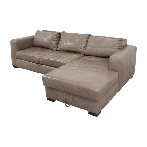 81% OFF - Arhaus Arhaus Grey Soft Leather Convertible Sleeper Sofa / Sofas