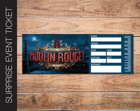 Printable MOULIN ROUGE Broadway Surprise Ticket. Editable - Etsy Australia