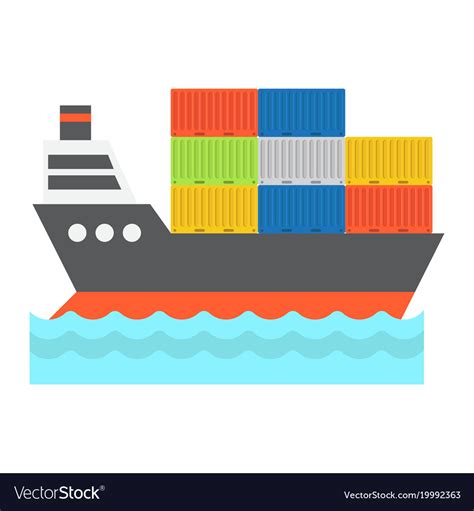 Cargo ship flat icon logistic and delivery Vector Image