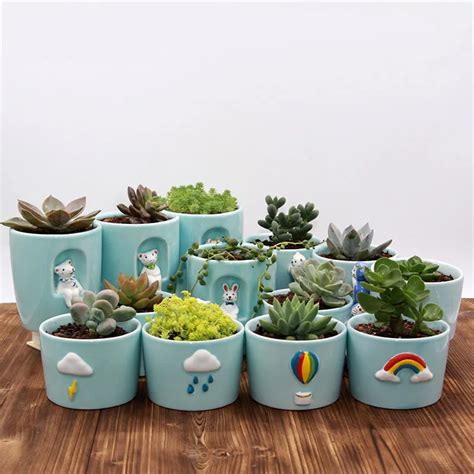 Cute mini small ceramic pots Creative animal flower pots-in Flower Pots ...