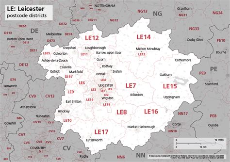 Map Of LE Postcode Districts Leicester Maproom | Adams Printable Map