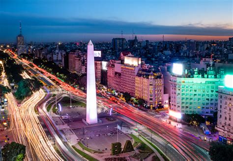 Aerial View Of Buenos Aires City With Obelisk And 9 De Julio Avenue At ...