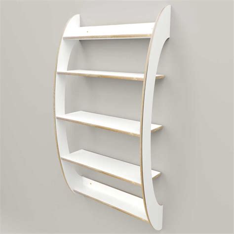 Curved wall shelves in oak or in Formica® for home library - Dovetailors