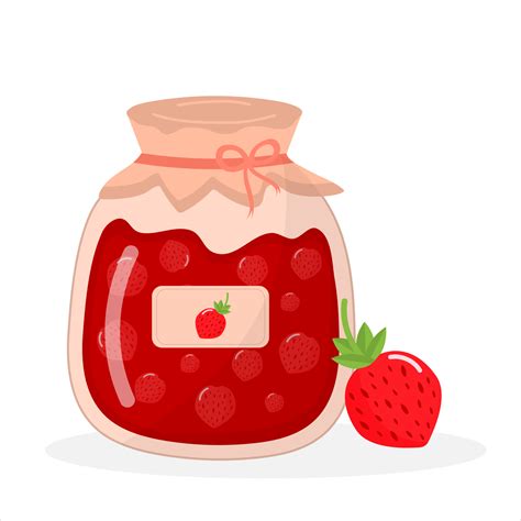 Strawberry jam jar and strawberry. 3586448 Vector Art at Vecteezy