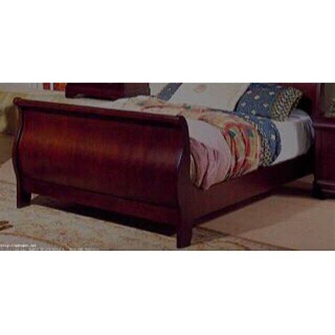 Cherry Wood Full Size Sleigh Bed Frame | Chairish