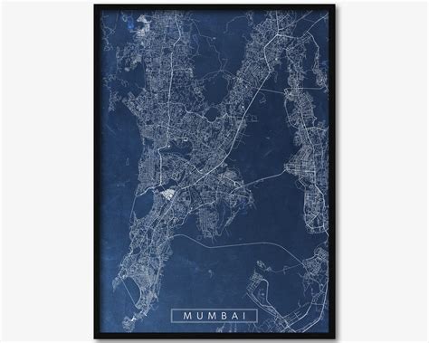 Mumbai Blueprint Map Instant download Mumbai Road Map | Etsy