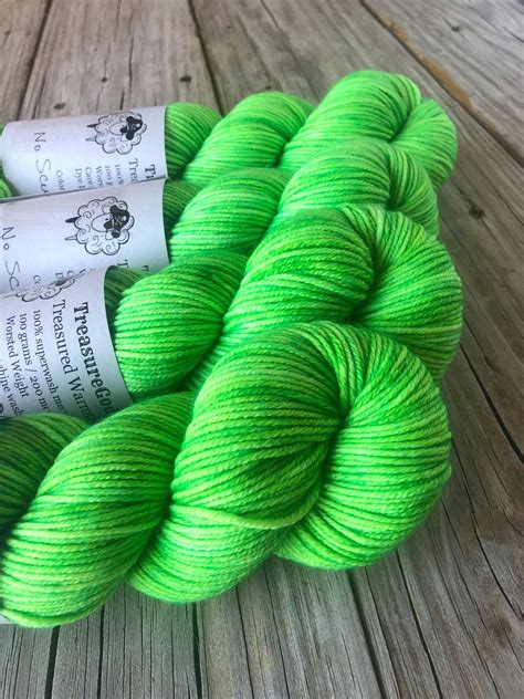 lime green Hand Dyed Worsted Weight Yarn, No Scurvy Bag of Limes, Treasured Warmth