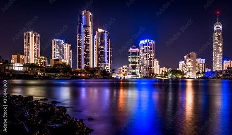 Gold coast skyline at night Stock Photo | Adobe Stock