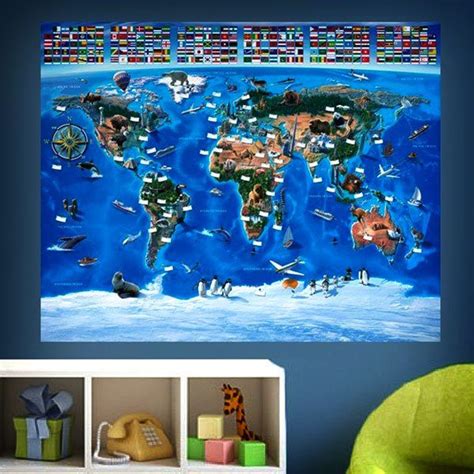 Wall mural World map for children Flags | MuralDecal.com