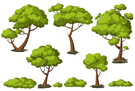 Cartoon trees set | Graphic Objects ~ Creative Market