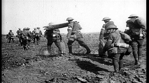 British Medics and stretcher bearers cross devastated "no man's land" during lull...HD Stock ...