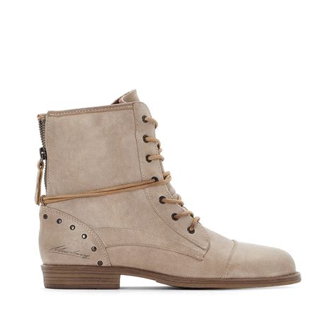 Lace-up ankle boots , ivory, Mustang Shoes | La Redoute