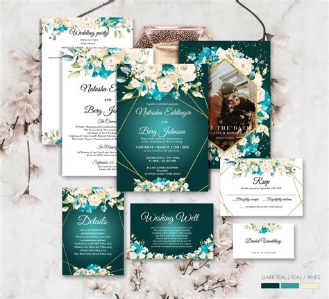 Teal Wedding Invitation Templates