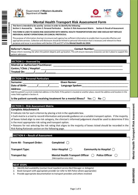 NRSPP Australia - Mental Health Transport Risk Assessment Form