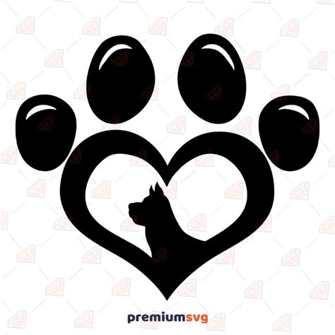 Paw Print In Heart Clipart