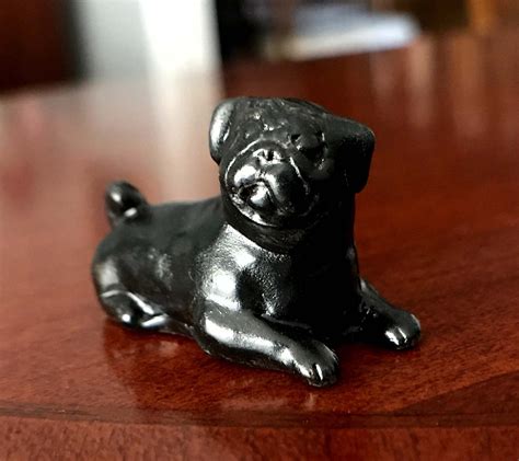 Pug Dog Figurine Black Pug Rescue Lover Art Collectible Pet | Etsy