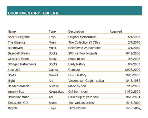 11+ Book Inventory Template in Word | Google Docs | Google Sheets | Excel | Apple Numbers ...