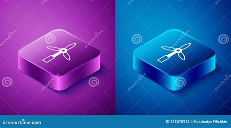 Isometric Wind Turbine Icon Isolated on Blue and Purple Background. Wind Generator Sign Stock ...