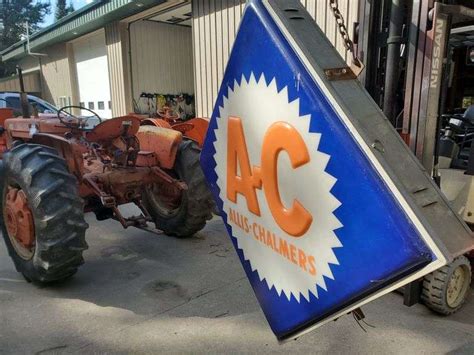 Allis Chalmers Lighted Sign, 4' x 4'. Stored inside since 1956 ...