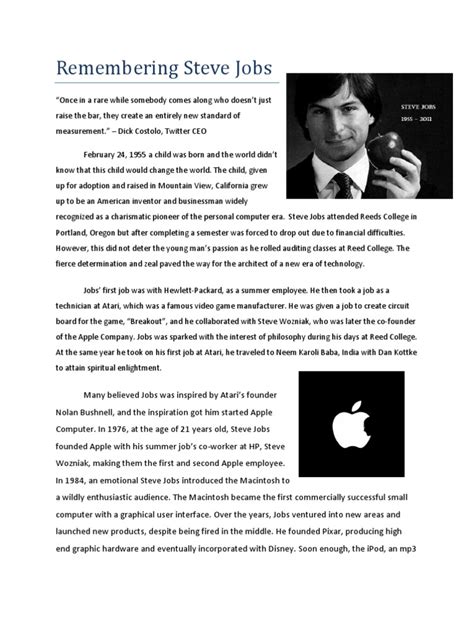 Steve Jobs Tribute | PDF | Steve Jobs | I Pod