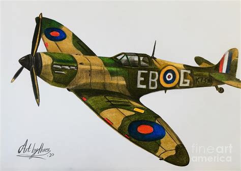 Supermarine Spitfire Drawing by Art By Three Sarah Rebekah Rachel White - Pixels