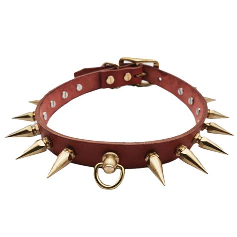 Brass Spiked Dog Collar - Spike Dog Collars