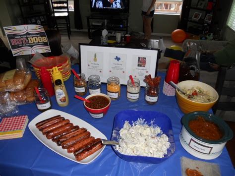 The table set up for my Hot Dog Bar. | Hot dog bar, Table set up, Hot