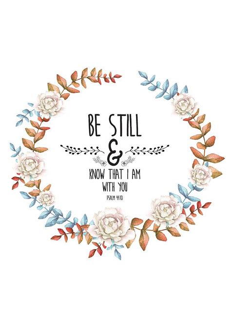 Christian Bible Verse Quote Floral Typography - Be Still Painting by ...