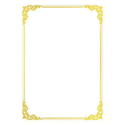 Gold A4 Border Floral With Dot Line, A4 Border, Gold Border, Frame PNG ...