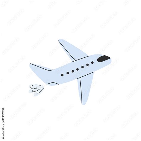 Vector illustration of flying airplane isolated on white background ...