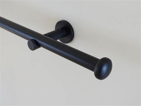 19mm dia. black metal curtain pole set with elliptical finials | Metal curtain pole, Curtain ...