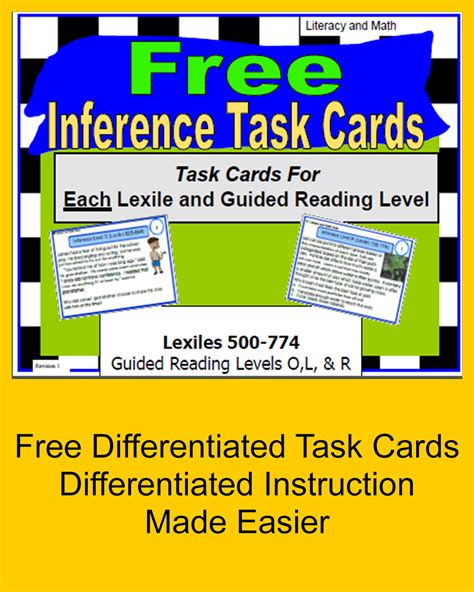 Literacy & Math Ideas: Free Inference Task Cards (Organized By Lexiles ...